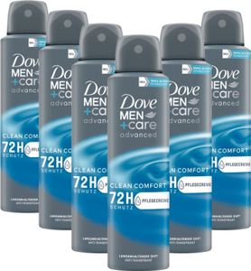 Dove Men+Care advanced Anti-Transpirant Clean Comfort schützt 72 Stunden vor Körpergeruch und Schweiß 150 ml 6 Stück Dove Men+Care advanced Anti-Transpirant Clean Comfort schützt 72 Stunden vor Körpergeruch und Schweiß 150 ml 6 Stück
