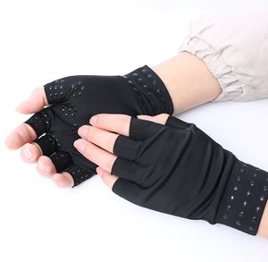 INF Protišmykové kompresné rukavice bez prstov 1 pár Black