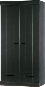 WOOOD Connect Kleiderschrank aus Kiefer, 2-Türig + Schublade, Schwarz