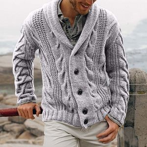 Herren Grobstrick Pullover Mit Zopfmuster Warme Strickjacke Mantel Pullover Strickwaren Outwear De,Farbe: Hellgrau,Größe:XL