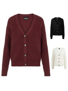 Pieces Damen PcKarie Ls Knit Cardigan Noos Sweater Ripp-Strick Oversize-Jacke, Farbe:Weiß, Größe:XS