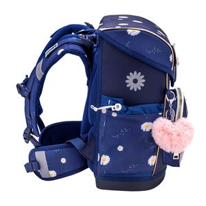 Belmil Premium ergonomischer Schulranzen Set 5 -teilig für Mädchen 1-4 Klasse Grundschule//Brustgurt/Magnetverschluss/Blau, Gold (405-41/P Daisy)