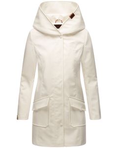 Marikoo Mayleen Trendige Damen Softshelljacke Outdoor Regenjacke mit Kapuze für die Übergangszeit Off White Gr. 42 - XL