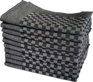 Luxus Grubentücher Schwarz Halbzwirn 50x70 cm 100% Baumwolle - Gastronomie Haushalt Touchon