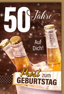 50. Geburtstag - Glückwunschkarte im Format 11,5 x 17 cm - Bier im Küh