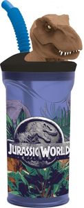 Jurassic Wold Teller Trinkbecher mit Strohhalm und 3D-Figur