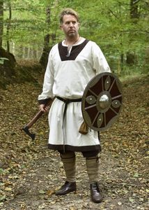 Mittelalterliche Tunika Vallentin, natur/braun - Mittelalterkleidung Herren LARP Mittelalter Kostüme Verkleidung Größe: XL