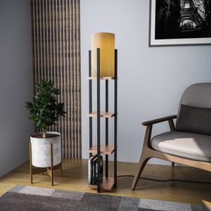 Opviq, Shelf Lamp - 8114, Stehlampen, Schwarz, Metall, 25 x 25 x 130 cm