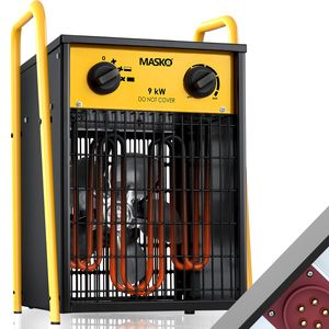 MASKO® Elektroheizer Heizlüfter Bauheizer mit integriertem Thermostat elektrisch Heizgerät mit 3 Heizstufen Heizgebläse für Innen- und Außeneinsatz Überlastschutz Elektroheizgebläse
