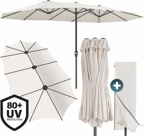 KINGSLEEVE® Sonnenschirm 460x270 cm mit UV Schutz 80+ Schutzhülle Kurbel Stabil Groß Garten Terrasse Balkon Doppelter Marktschirm Gartenschirm Creme KINGSLEEVE® Sonnenschirm 460x270 cm mit UV Schutz 80+ Schutzhülle Kurbel Stabil Groß Garten Terrasse Balkon Doppelter Marktschirm Gartenschirm Creme