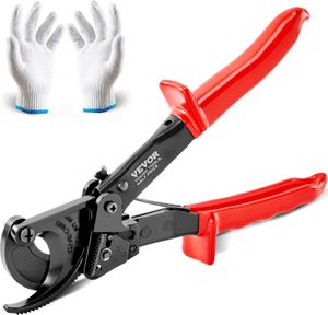 VEVOR Nožnice na káble Ráčnové kliešte na rúrkové káblové koncovky 240 mm² Krimpovacie kliešte Káblové koncovky, 250 mm Ráčnové nožnice na káble 250 x 85 x 35 mm Ráčnové nožnice na káble Ručné Prenosné, s rukavicami Meď, hliník