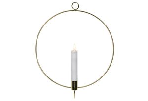 STAR TRADING LED Echtwachskerze Flamme im Ring z.Stehen 28,5cm gold