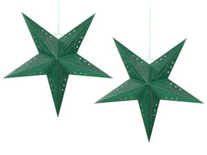 BELIANI Súprava 2 vianočných hviezd zelená 60 cm trblietavé závesné papierové vianočné ozdoby