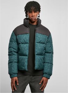 Dámská zimní bunda Urban Classics AOP Retro Puffer Jacket bottlegreen damast aop - L