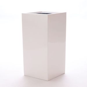 Pflanzkübel Fiberglas säule 30x30x60cm hochglanz weiß