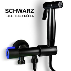 Hand Bidet Sprühgerät - mit flexiblem 59 Zoll Duschschlauch für Wasser Sanitär Toiletten Bidet Sprühpistole Badezimmer (Schwarz)