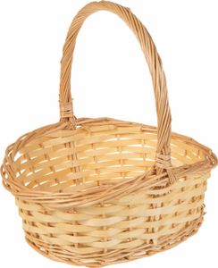 SIDCO Präsentkorb Geschenkkorb Weide oval Korb mit Henkel geflochten Weidenkorb 27x23cm