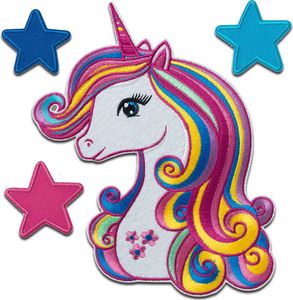 Mono-Quick Einhorn Set - Aufnäher, Bügelbild, Aufbügler, Applikationen, Patches, Flicken, zum aufbügeln, Größe: 17 x 14,5 cm