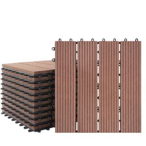 UISEBRT 11 kusov WPC click dlaždice terasové dlaždice vzhľad dreva balkónové dlaždice 30 X 30 cm dlaždice palubovky 1m² balkón hnedý