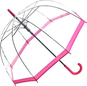 Regenschirm Transparent Durchsichtig Glockenschirm Damen Automatiköffnung Pink