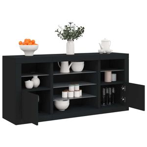 vidaXL Sideboard mit LED-Leuchten Schwarz 142,5x37x67 cm