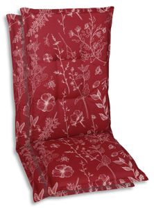 GO-DE Textil, Sesselauflage Hochlehner, 2er Set, Farbe: rot, Maße: 120 cm x 50 cm x 6 cm, Rueckenhoehe: 70 cm