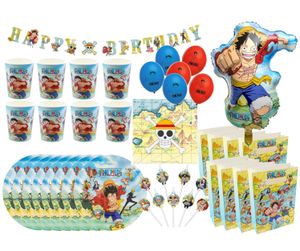 One Piece - Kindergeburtstags-Set (61-teilig) Teller Becher Dekoration Geburtstag