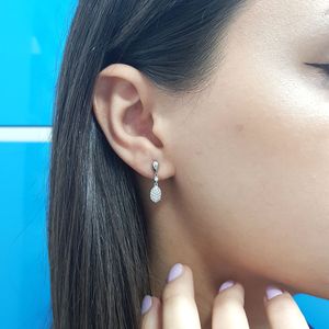 Diamant Ohrhänger Pavé-Pendant Brillant-Schliff Weißgold