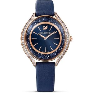 Swarovski Damen Uhr 5519447 Crystalline Aura, Lederarmband, blau, rosé vergoldetes PVD-Finish