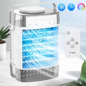 Mini Klimaanlage 4 in 1,Klimagerät Tragbar Leise,Ventilator mit Wasserkühlung 2 Modi 3 Geschwindigkeiten Timer RGB-Licht für Zimmer Camping,Grau