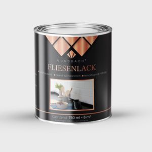 VOSSBACH Premium Fliesenlack 750 ml Dose Weiß Glänzend Fliesenfarbe Decke Wand Fliesen Farbe Lack