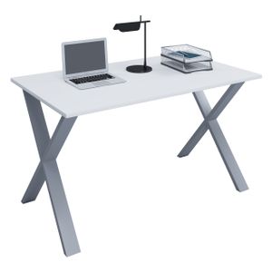 VCM Holz Schreibtisch Computertisch Arbeitstisch Büromöbel Lona X Silber Weiß