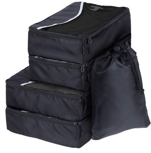SWISSONA Kofferzubehör SWISSONA 5 Packwürfel im Set in 3 unterschiedlichen Größen, robust & langlebig, schwarz, Packing Cubes Verpackungswürfel, Packtaschen, Kleidertasche, Kofferorganizer