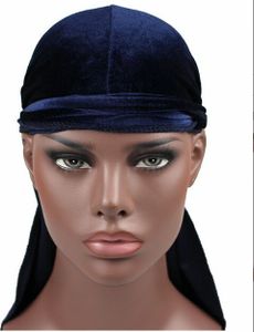 INF Piratenhut mit langem Schwanz und Samt-Kopftuch Navy blau