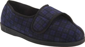 Comfylux Herren Georgie Hausschuhe / Pantoffeln mit Klettverschluss, besonders weit DF828 (43 EU) (Marineblau)
