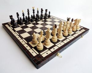 Indian 54cm Luxus Holz Schachspiel, schöne handgefertigte Schachbrett und Schachfiguren