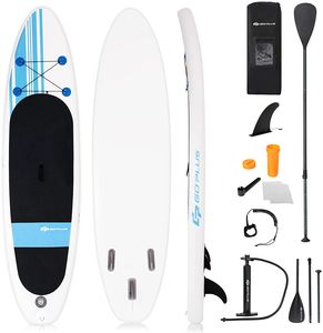 GOPLUS 305cm SUP Paddelboard aufblasbares Surfboard Stand Up Paddel Board Set Surfbrett mit Pumpe, Paddel, Rucksack, Sicherheitsleine, weiß, schwarz und blau