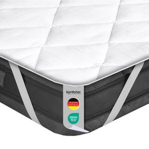 Komfortec 140x200 cm Matratzentopper für Bett und Boxspringbett, 4 elastische Bänder, 500 g/m² Atmungsaktive Matratzenauflage, Gesteppt Matratzenschutz, Unterbett Weiche Matratzenschoner, weiß