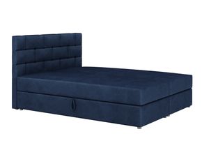 MOB, Manželská postel Boxspring 180x200 cm - Waller (tmavě modrá) (s matrací a roštem)