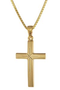 trendor 75278 Kreuz 24 mm Gold 333 (8 Karat) an Goldplattierter Silberkette, 45 cm