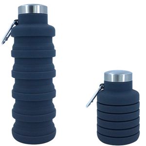 Faltbare Wasserflasche, Silikon Sport Wasserbecher mit Großer Kapazität für Außenbereich, Tragbare Teleskop Trinkflasche (Grau)