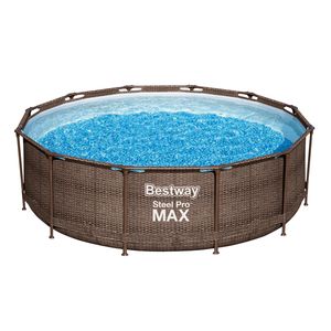 Steel Pro MAX™ Solo Pool ohne Zubehör Ø 366 x 100 cm, Rattan-Optik (Schokobraun), rund