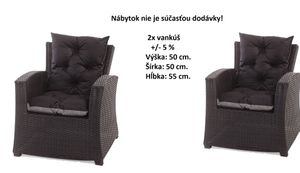 Sada 2 podsedákov na stolièky | Podsedák 50x55x50 Èierny | podsedák stolièka | vonkajší vankúš na stolièku | podsedák záhradný nábytok