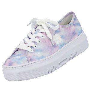 Rieker Damen Sneaker Stoff Schnürschuh Batik Tie-Dye Plateau M1943, Größe:40 EU, Farbe:Mehrfarbig