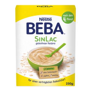 Nestlé BEBA SinLac Spezialbrei, glutenfreier Reisbrei, Babybrei, Glutenfrei, Babynahrung, 250 g, 012404759