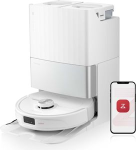 Roborock Qrevo Master 10.000 Pa Staubsauger Roboter mit All-in-One-Dock AI-Hindernisvermeidung/Heißwasser-Moppwäsche/FlexiArm-Design/APP Weiß