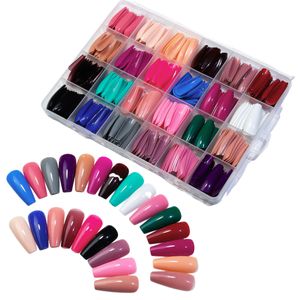 576 Stück Künstliche Nägel Glossy Falsche Nagel Reine Farbe Runde Farbe Kurz Fake Nails für Damen Set DIY Press on Nails Art Designs (C)