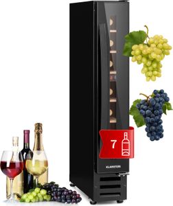 Klarstein vinotéka, vstavaná, slim, 20 l, sklenené dvere, 5-22 °C, 7 fliaš