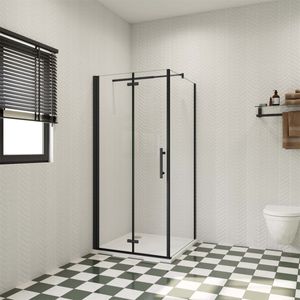 70x90cm 185cm 6mm Duschkabine ESG Duschtür Eckdusche Falttür mit Seienwand