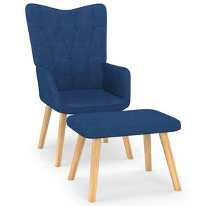 Prolenta Premium - Relaxačné kreslo s taburetom modrá látka